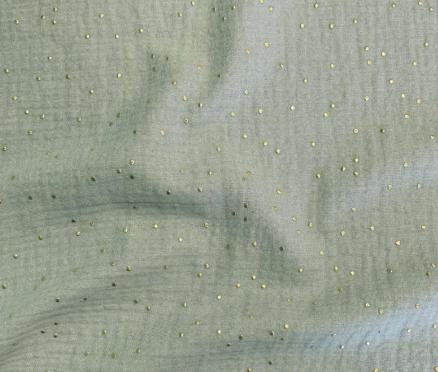 Ciel de lit cabane Vert de gris à pois dorés