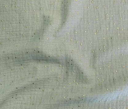 Ciel de lit cabane Vert de gris à pois dorés