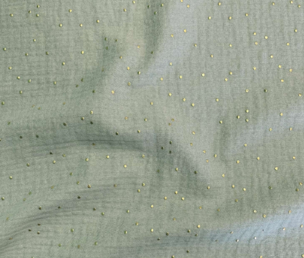 Ciel de lit cabane Vert de gris à pois dorés