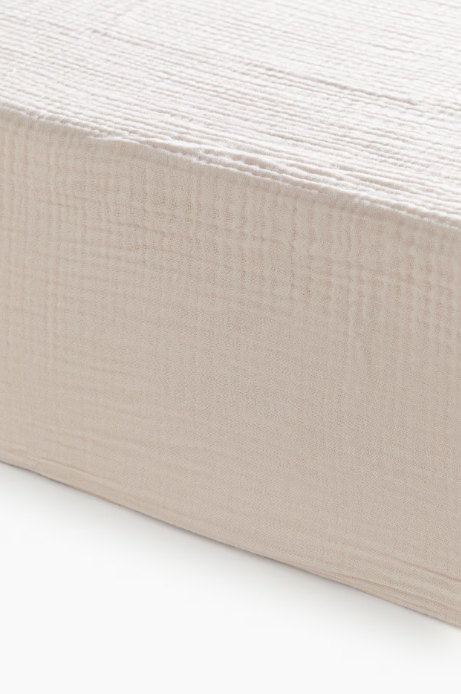 Dubbel gaas biologisch katoenen hoeslaken - Beige