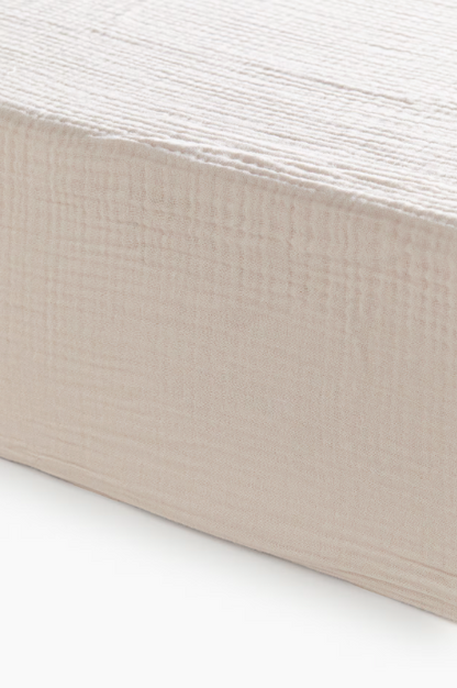 Dubbel gaas biologisch katoenen hoeslaken - Beige