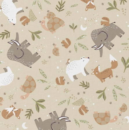 Housse de couette enfant animaux beige