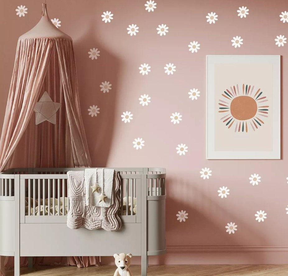 Autocollant sticker chambre enfant Marguerites - Blanc