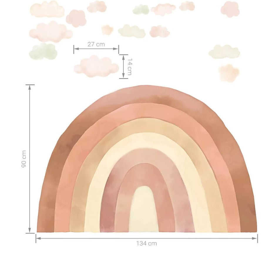 Autocollant sticker chambre enfant Arc-en-ciel - Beige