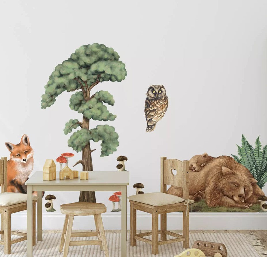 Autocollant sticker chambre enfant Animaux de la forêt