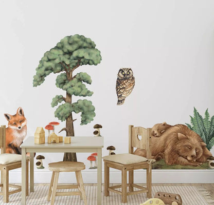 Autocollant sticker chambre enfant Animaux de la forêt