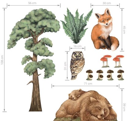 Autocollant sticker chambre enfant Animaux de la forêt