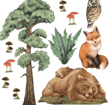 Autocollant sticker chambre enfant Animaux de la forêt
