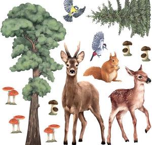 Autocollant sticker chambre enfant Animaux de la forêt biches