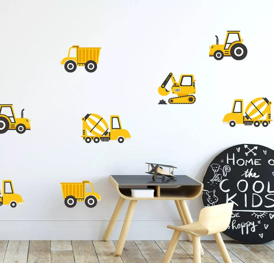 Autocollant sticker chambre enfant Tracteur &amp; pelleteuse