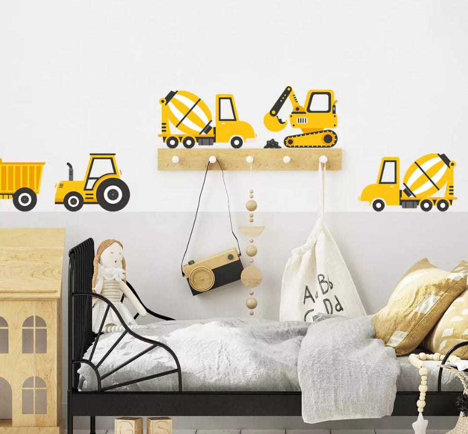 Autocollant sticker chambre enfant Tracteur &amp; pelleteuse