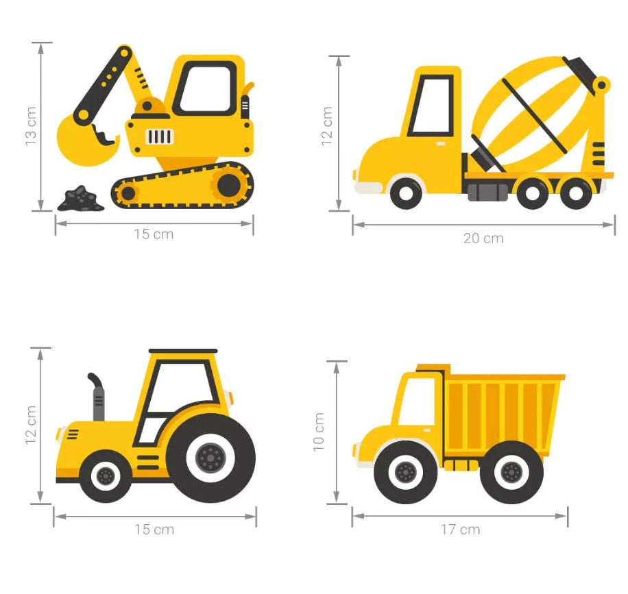 Autocollant sticker chambre enfant Tracteur &amp; pelleteuse
