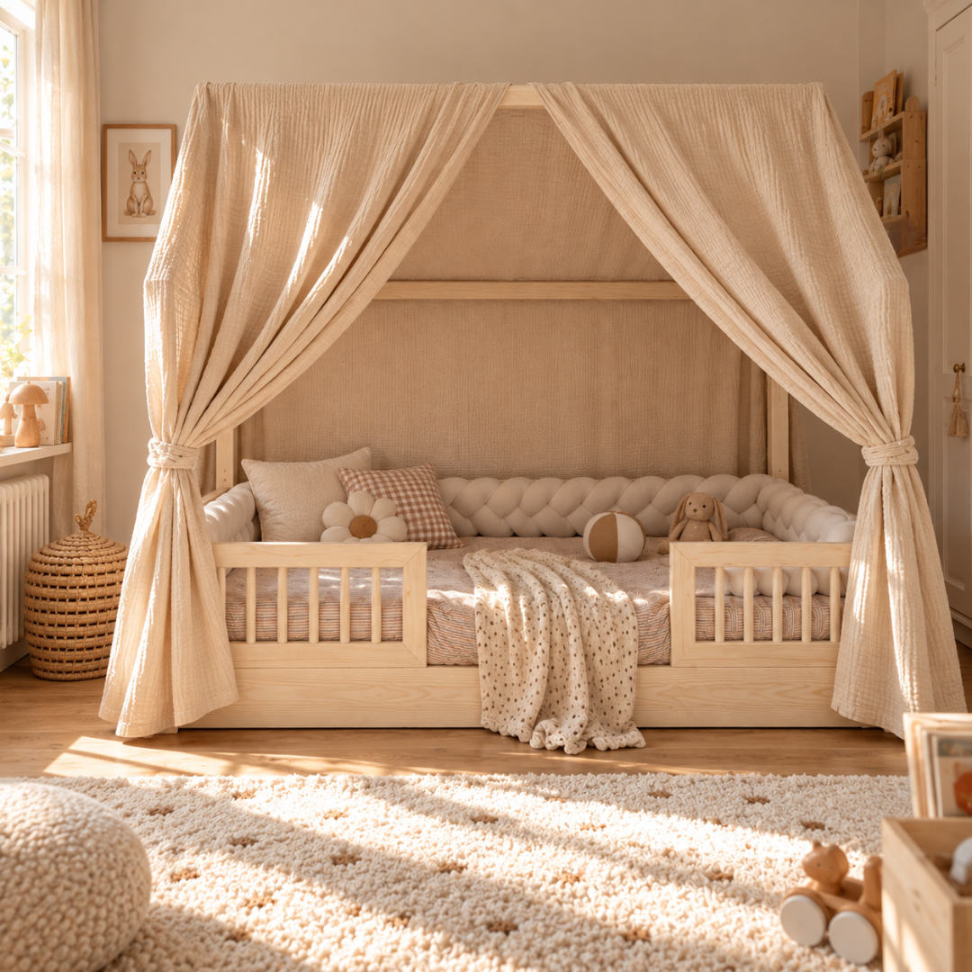 Ciel de lit cabane (pack de 2) Beige en stock