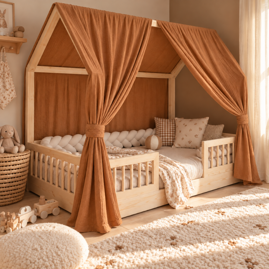 Set van 2 terracotta bedhemels met gouden stippen