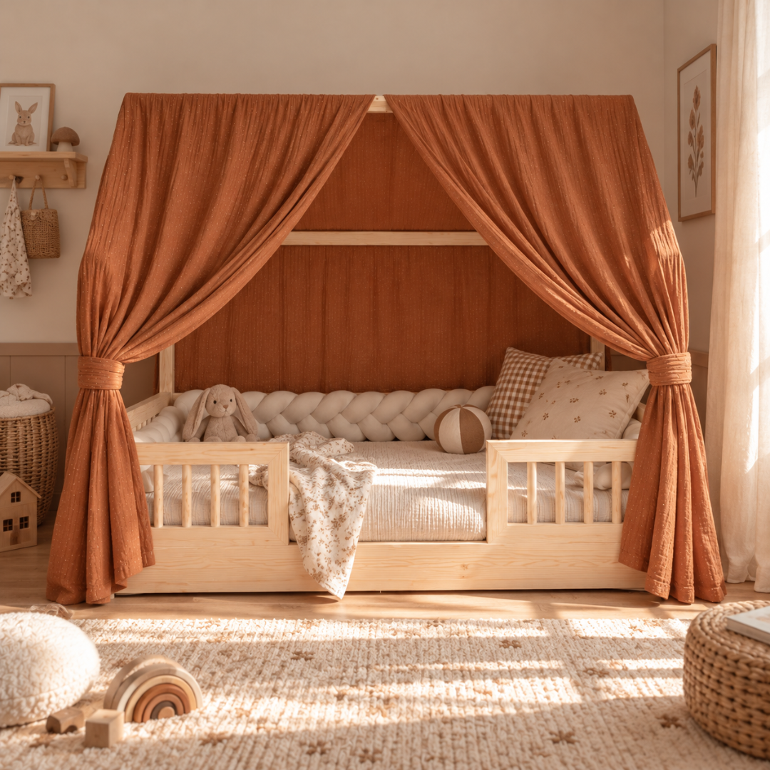 Set van 2 terracotta bedhemels met gouden stippen