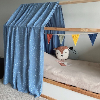 Mosterdgele cabine bedhemel voor Ikea Kura bed
