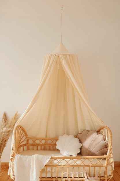 Ciel de lit bébé Ecru - Fait main