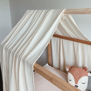 Baldacchino ecrù con pois dorati per letto IKEA Kura
