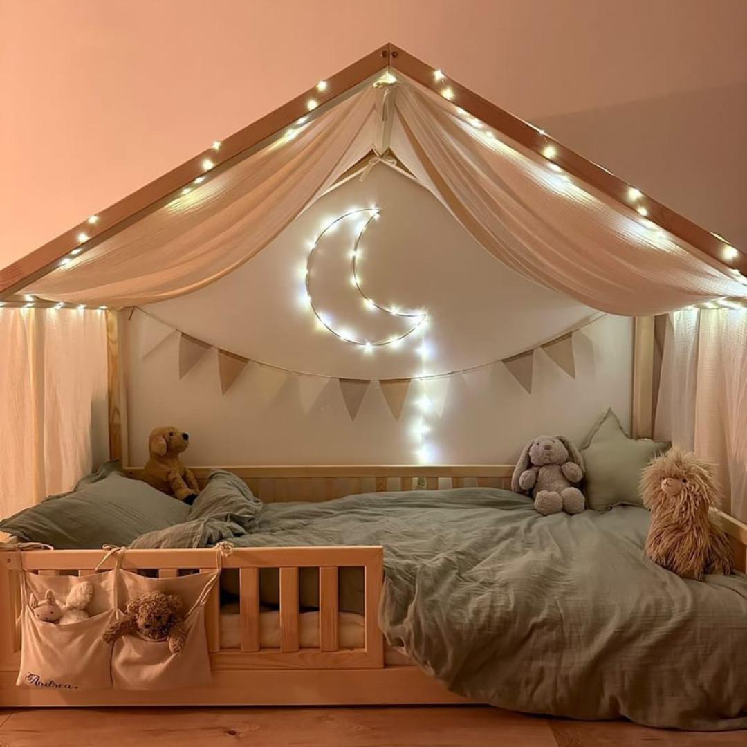 Ciel de lit cabane Beige 90x190cm