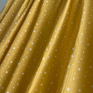 Ciel de lit cabane lit Kura Ikea - Jaune moutarde motif étoiles