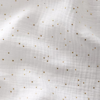 Ciel de lit bébé Blanc pois dorés - Fait main double gaze