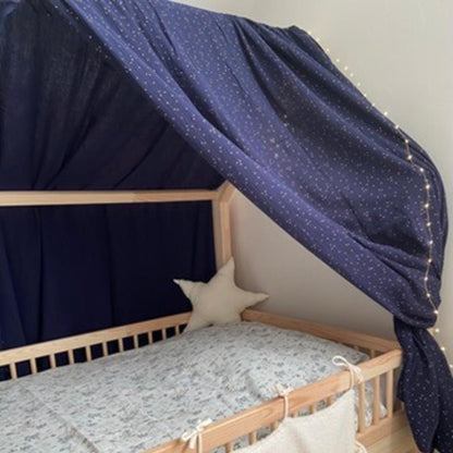 Ciel de lit cabane (pack de 2) Bleu nuit pois dorés