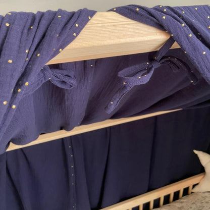 Ciel de lit cabane (pack de 2) Bleu nuit pois dorés