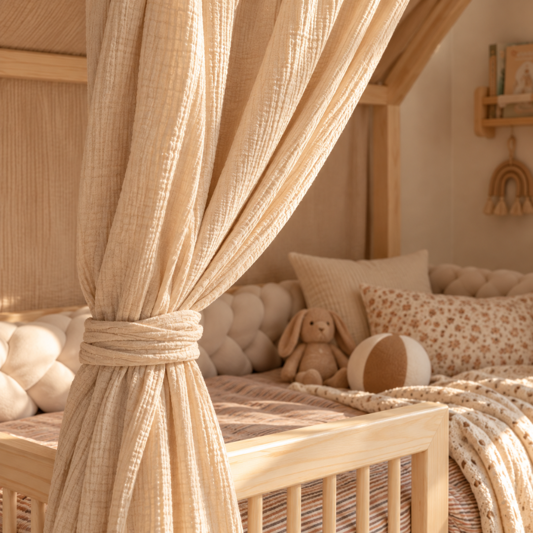 Ciel de lit cabane (pack de 2) Beige en stock