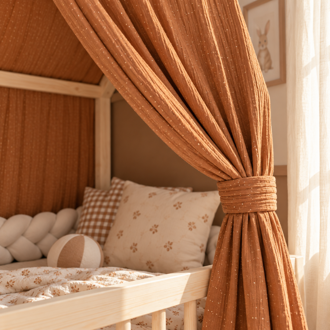 Set van 2 terracotta bedhemels met gouden stippen