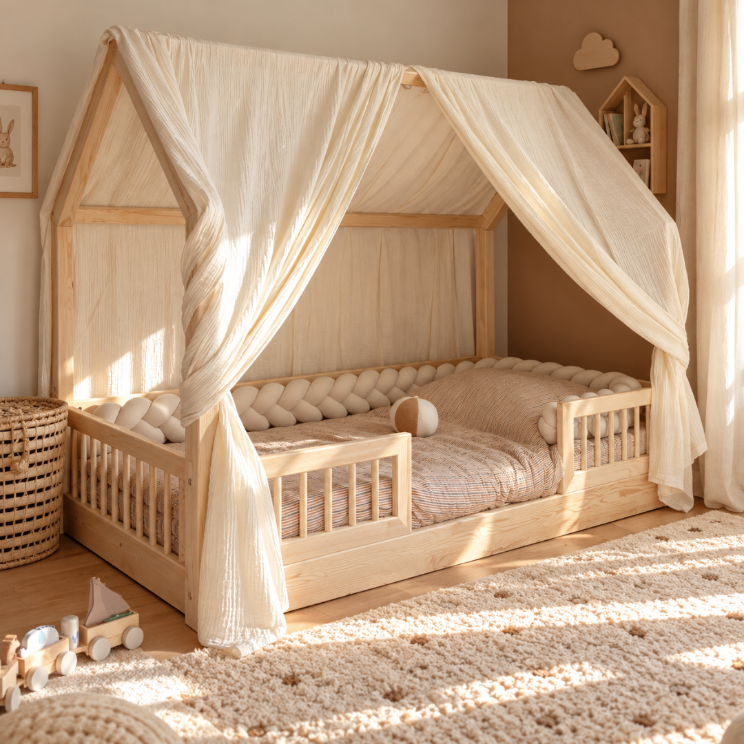 Ciel de lit cabane (pack de 2) Ecru en stock