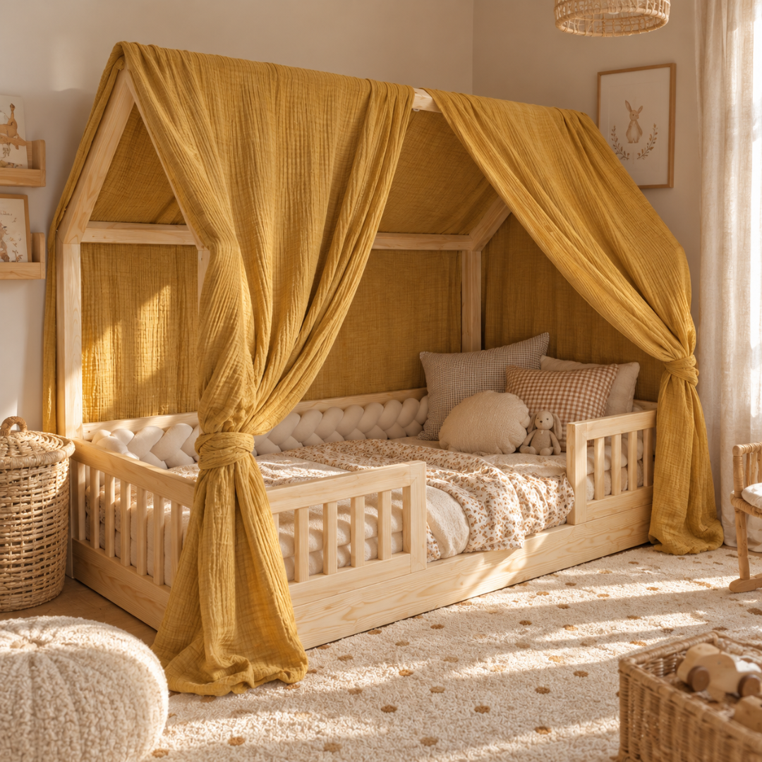 Set van 2 mosterdgele luifels voor cabinebedden