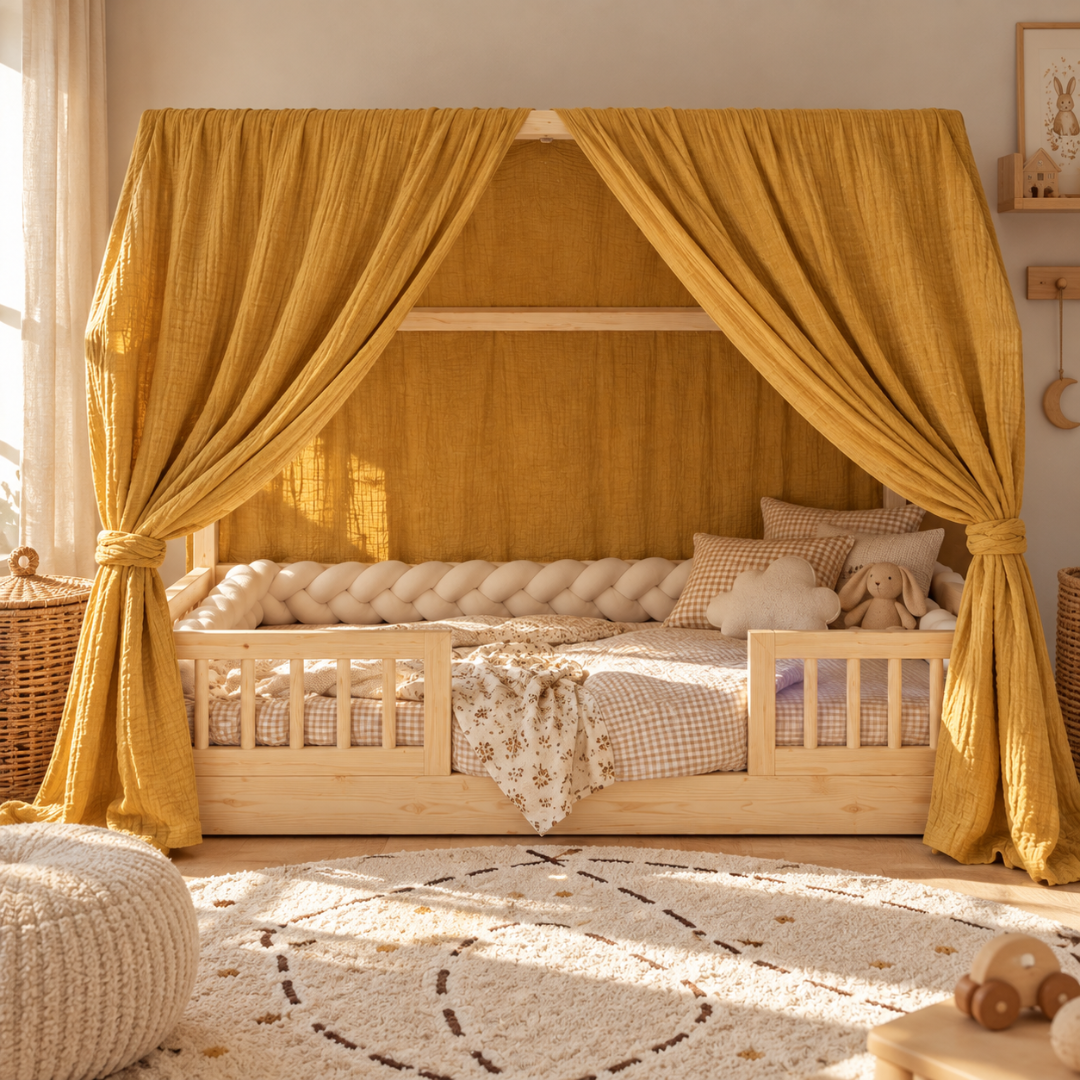 Set van 2 mosterdgele luifels voor cabinebedden