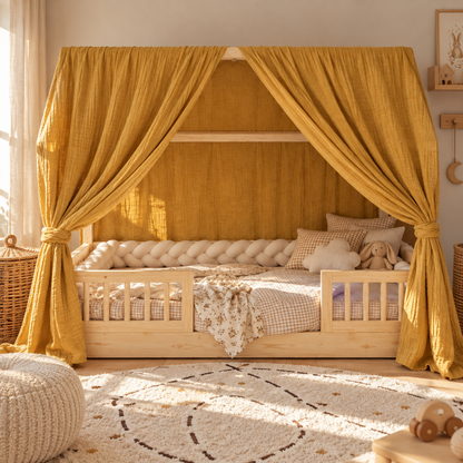 Set van 2 mosterdgele luifels voor cabinebedden