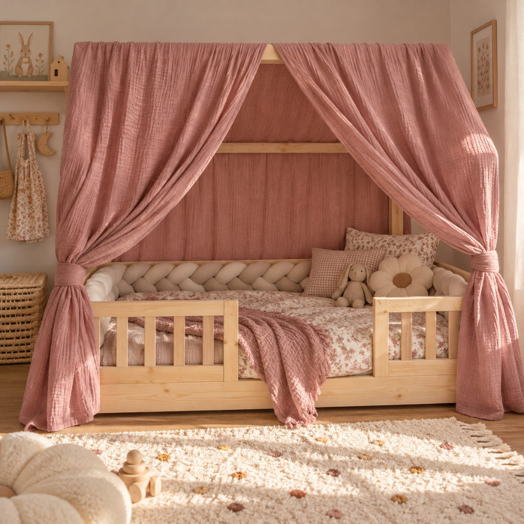 Set van 2 roze hemelbedden voor cabinebedden