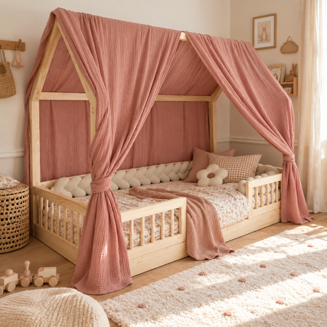Set van 2 roze hemelbedden voor cabinebedden