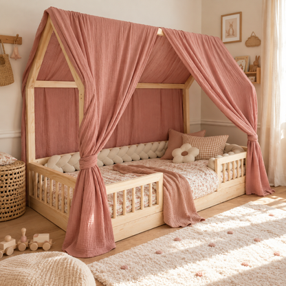 Set van 2 roze hemelbedden voor cabinebedden
