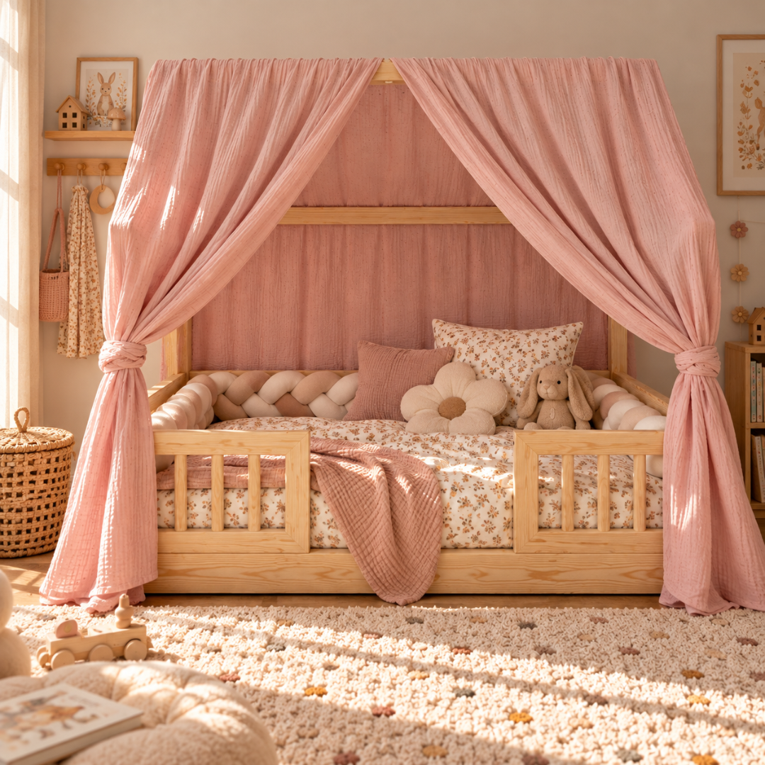 Ciel de lit cabane (pack de 2) Rose blush