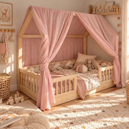 Ciel de lit cabane (pack de 2) Rose blush