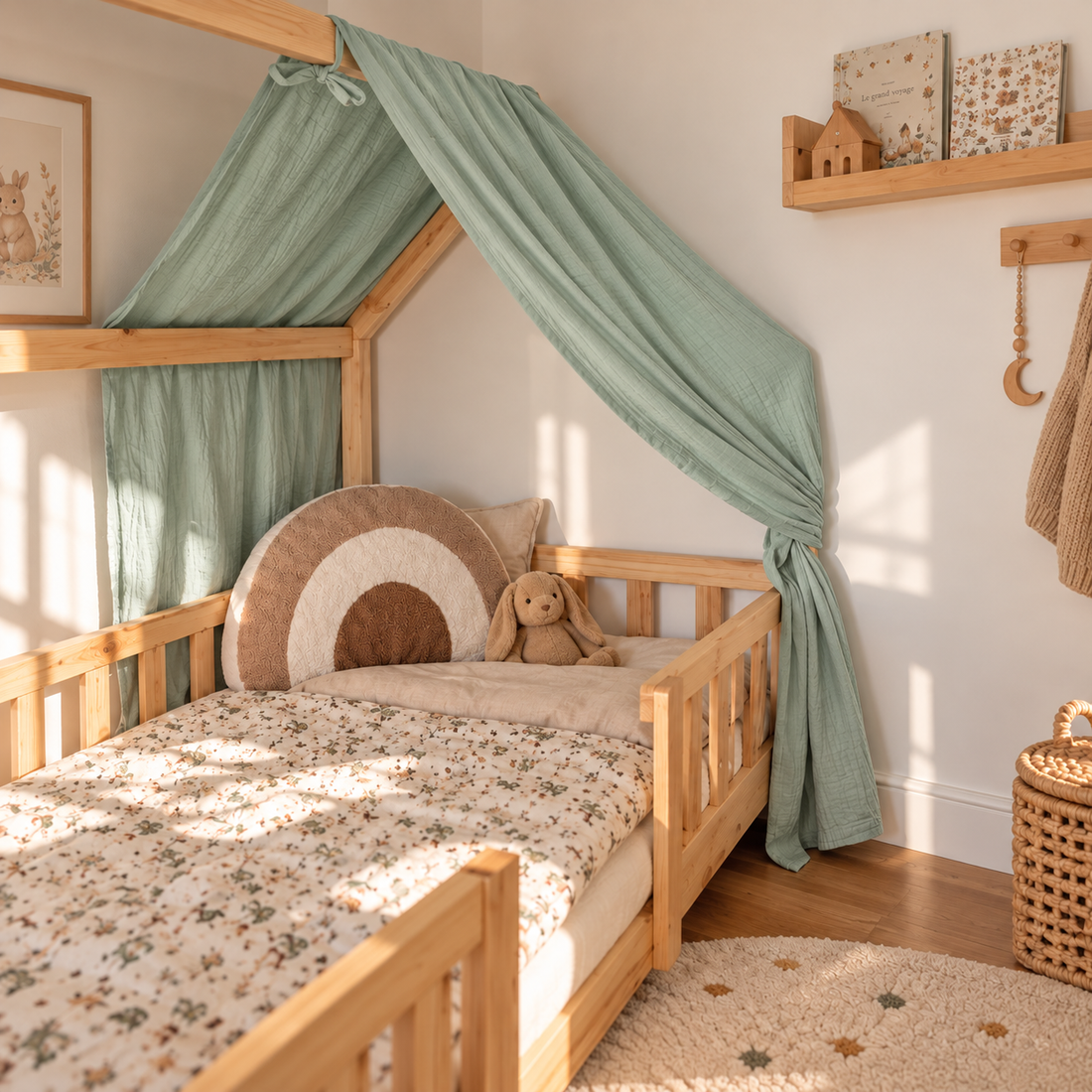 Ciel de lit cabane Vert menthe