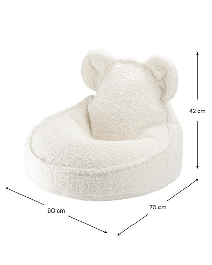 Fauteuil enfant ourson tissu bouclette - Ecru