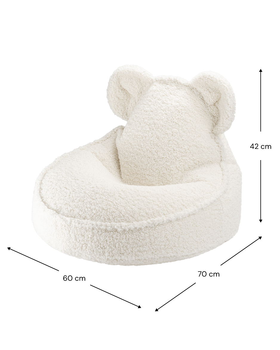Fauteuil enfant ourson tissu bouclette - Ecru