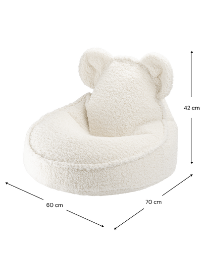 Fauteuil enfant ourson tissu bouclette - Ecru