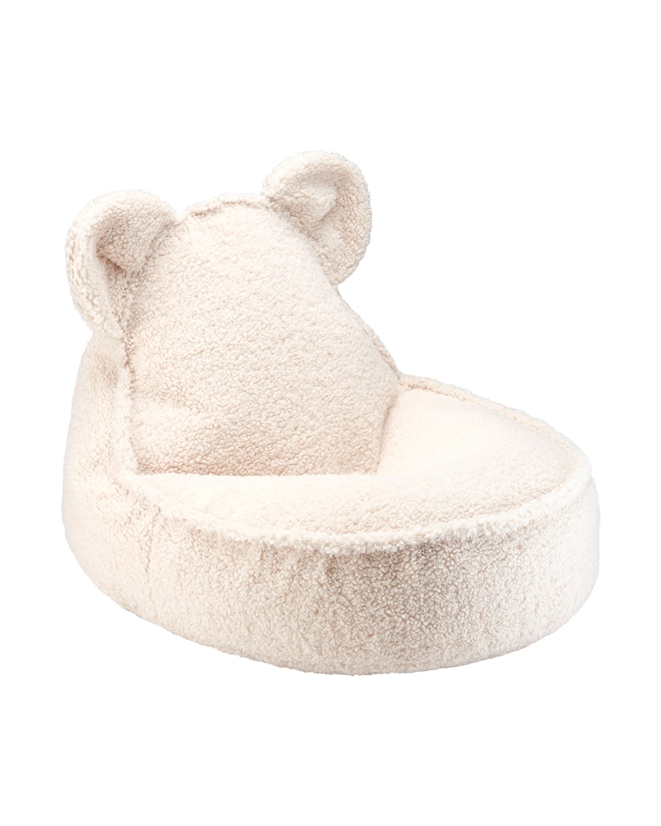 Fauteuil enfant ourson tissu bouclette - Ecru