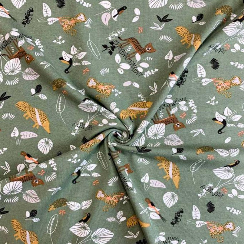 Drap housse jersey de coton bio - Animaux de la forêt
