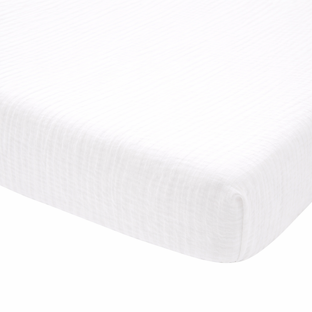 Drap housse double gaze coton BIO - Blanc