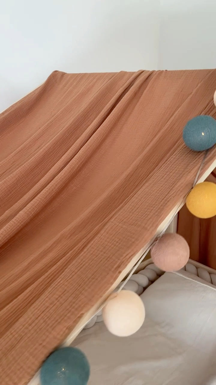 Terracotta cabana hemelbed met gouden stippen