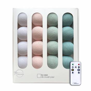 Guirlande lumineuse boule rose, vert & bleu pastel