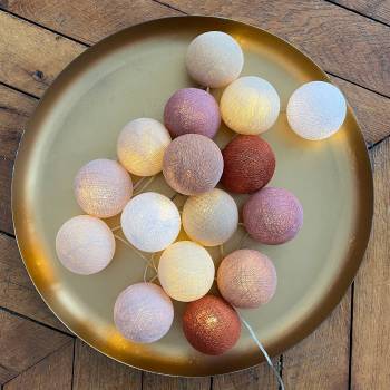Guirlande lumineuse boule Beige, vieux rose &amp; terracotta