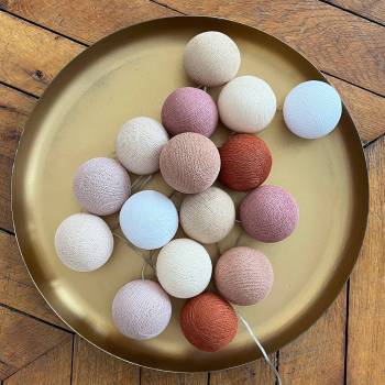Guirlande lumineuse boule Beige, vieux rose &amp; terracotta