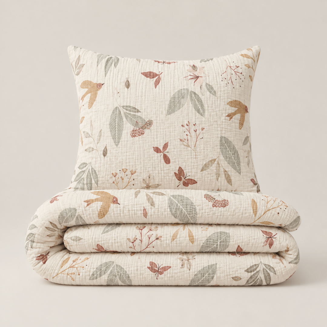 Housse de couette mousseline Ecru Plume